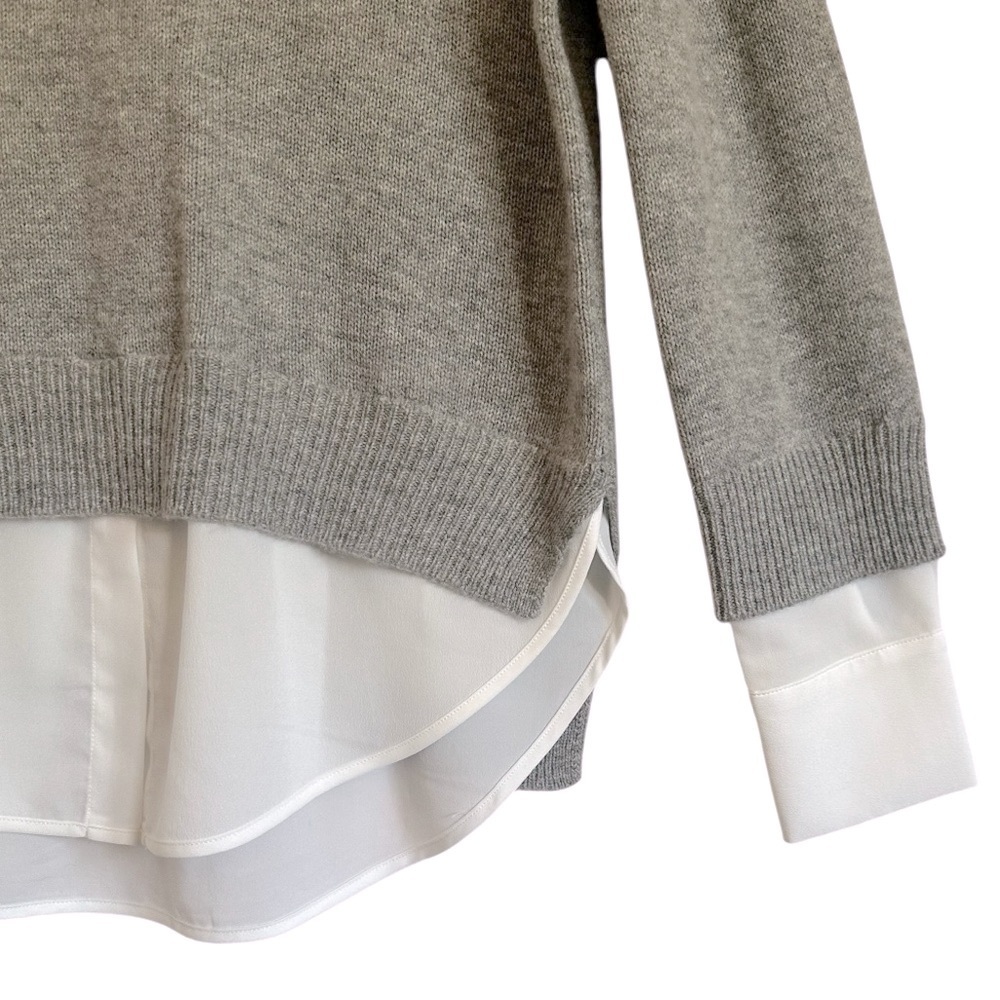 BROCHU WALKER LOOKER LAYER V-NECK CASHMERE BLEND GREY SWEATER SIZE XS - Picture 9 of 14